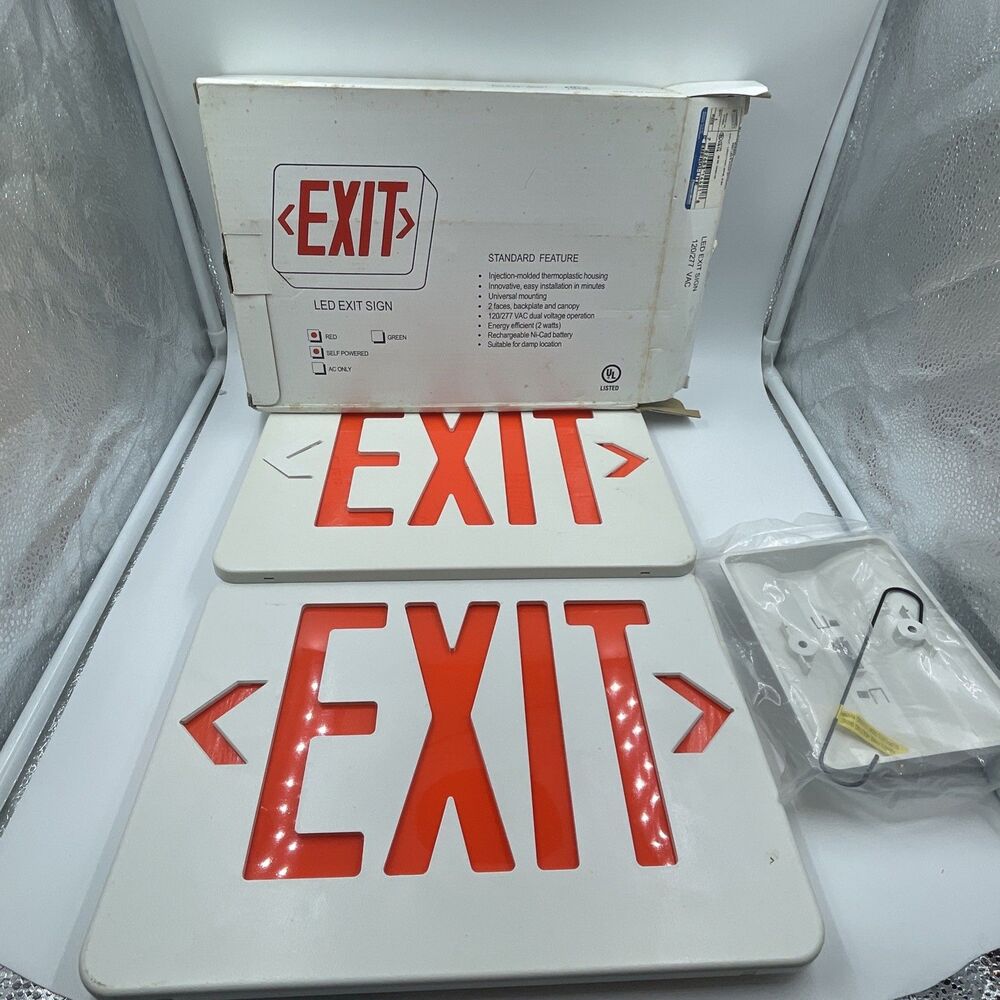 REPLACEMENT Emergency EXIT LIGHT *COVER ONLY* Red WHITE PLASTIC SIGN 12x8.5 Read